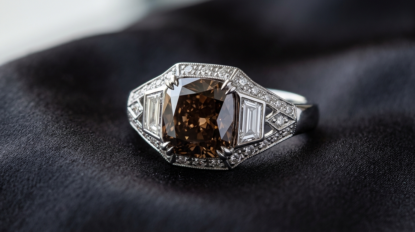 Art Deco Argyle Chocolate Cocktail Ring