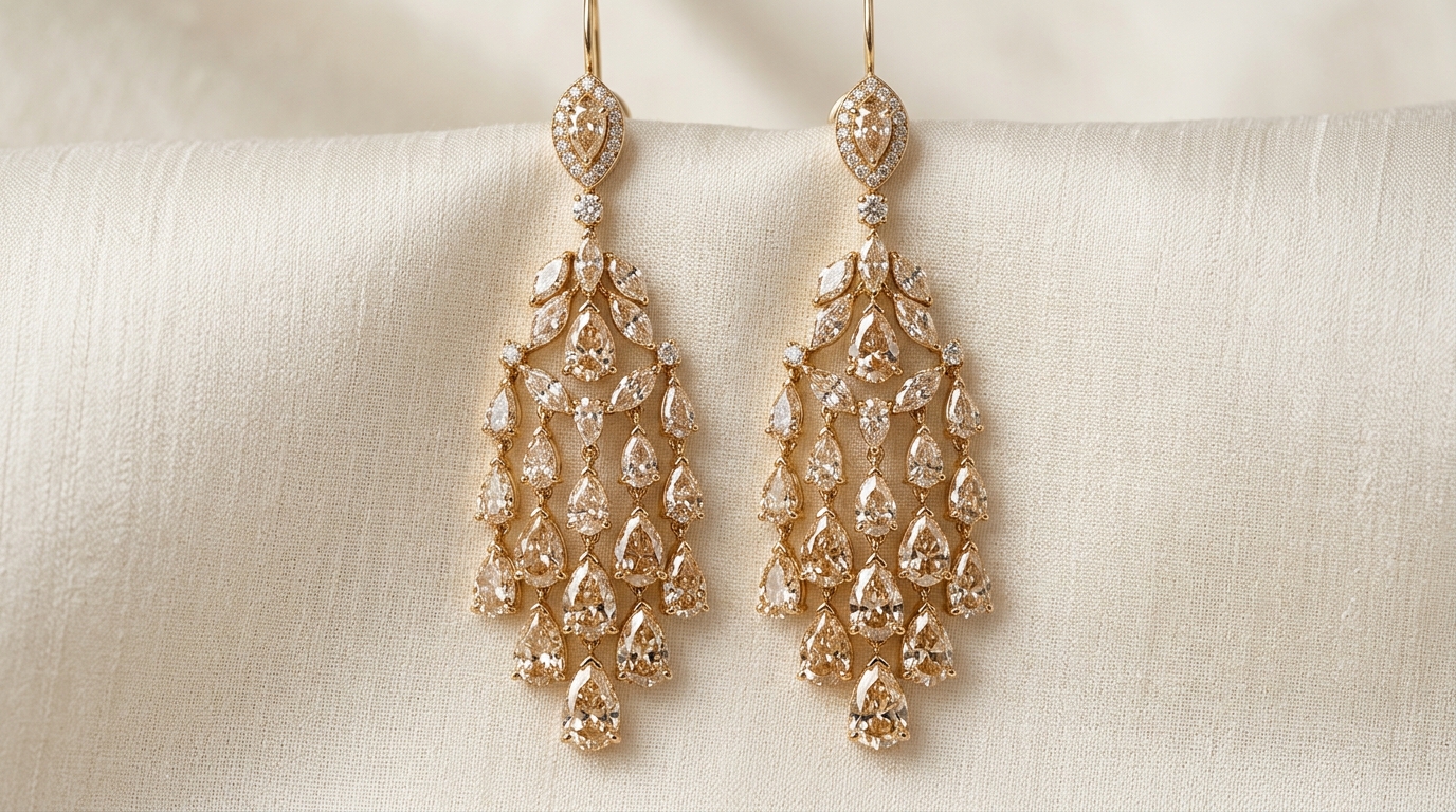 Champagne C2 Cascading Drop Earrings