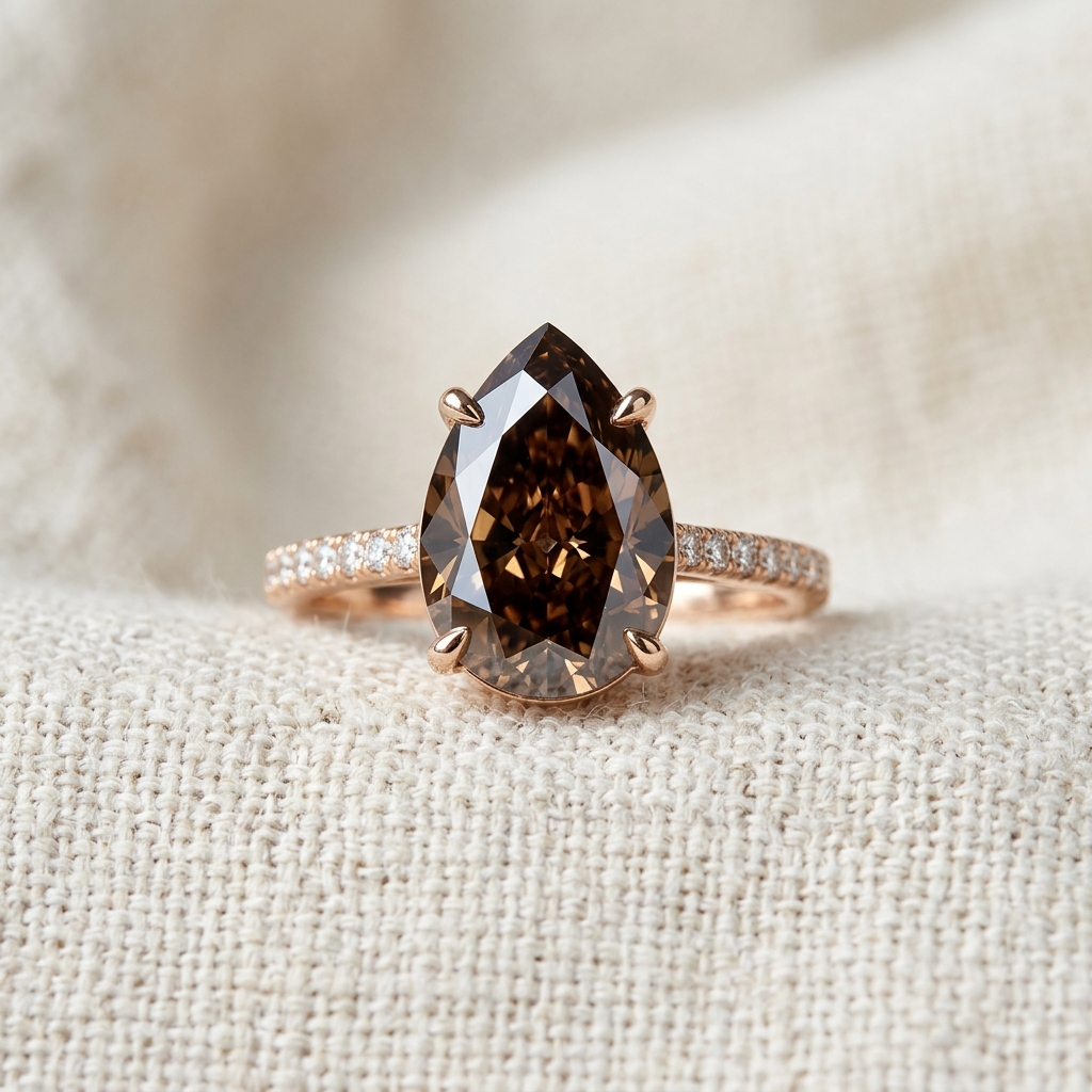 Deep Argyle chocolate pear cut diamond