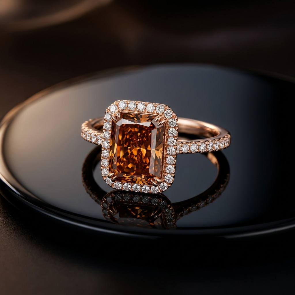 Radiant cut cognac fancy brown diamond